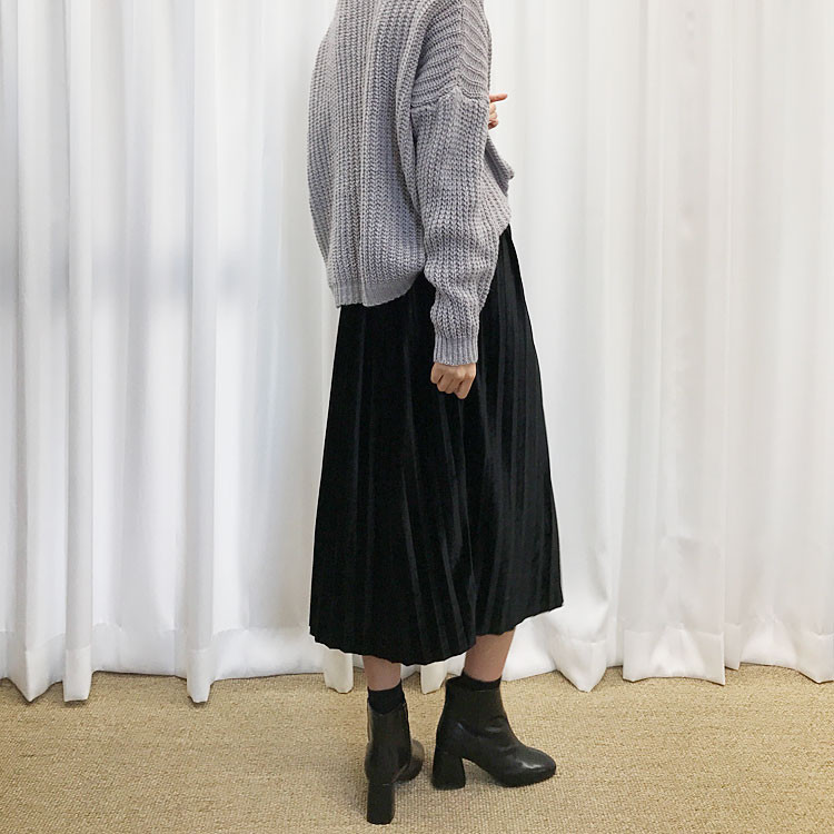 Velvet Pleated Long Skirt Fabric Women Women Winte