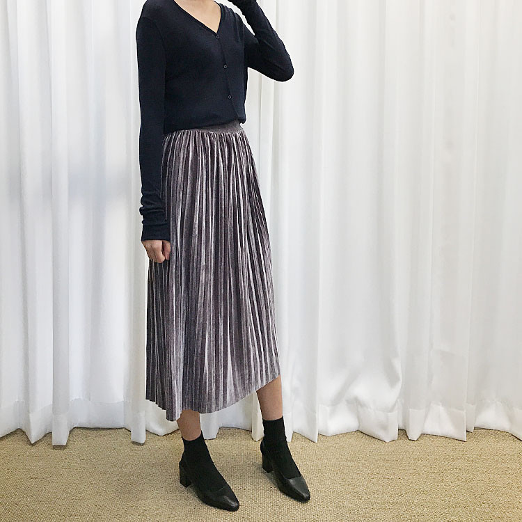 Velvet Pleated Long Skirt Fabric Women Women Winte