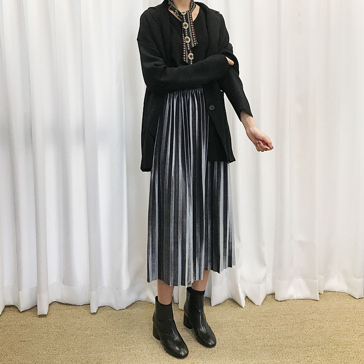 Velvet Pleated Long Skirt Fabric Women Women Winte