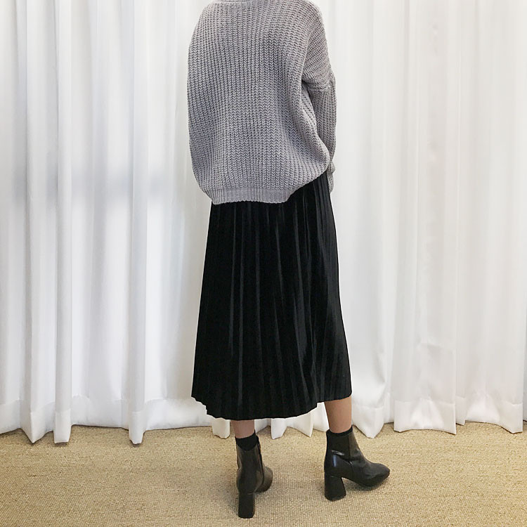 Velvet Pleated Long Skirt Fabric Women Women Winte