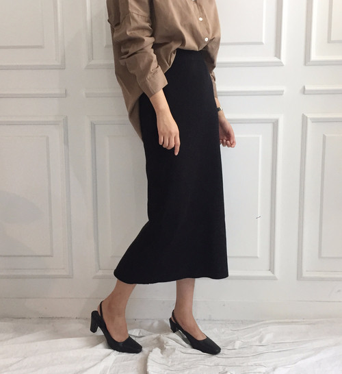 Knit long skirt 3color Feminine Modern Sick Slim F
