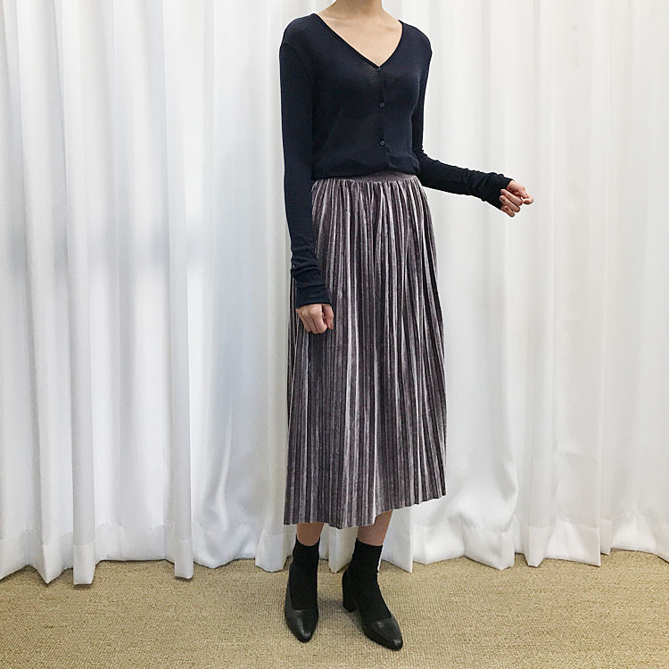 Velvet Pleated Long Skirt Fabric Women Women Winte