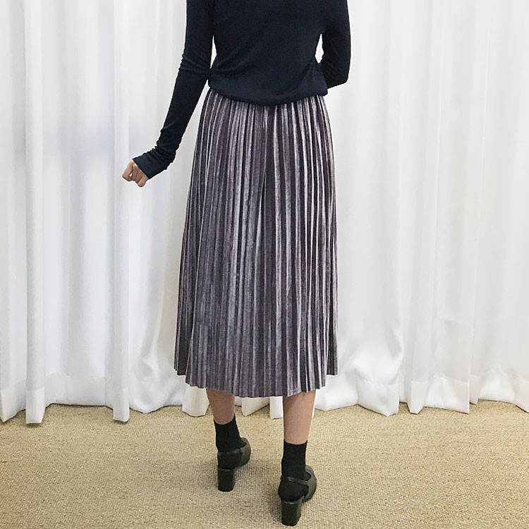 Velvet Pleated Long Skirt Fabric Women Women Winte