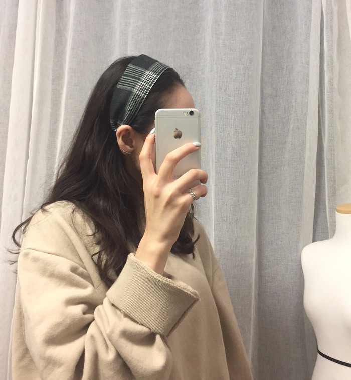 Hair Accessories Woolen Checkered Headband 3color 