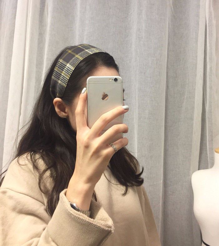 Hair Accessories Woolen Checkered Headband 3color 