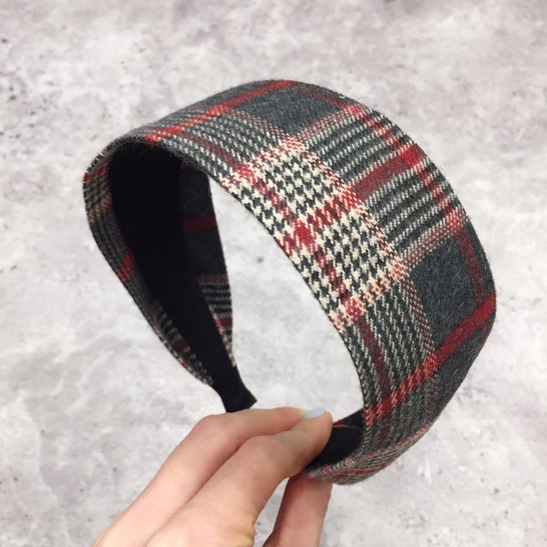 Hair Accessories Woolen Checkered Headband 3color 