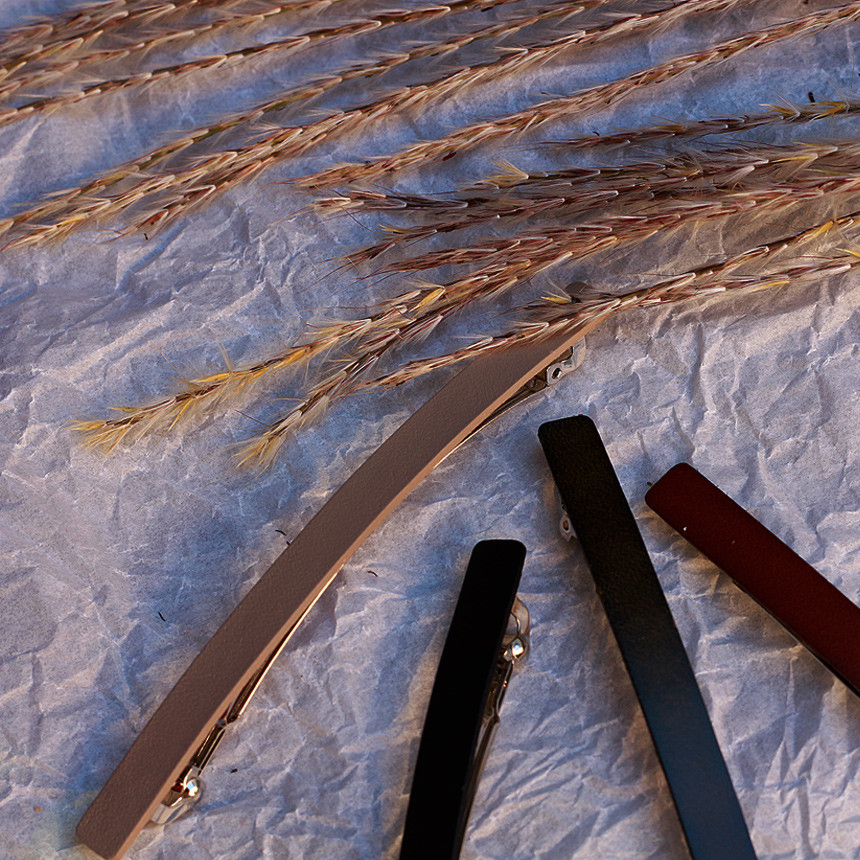 Hair Accessories Real Leather Hairpin Date Slim Si