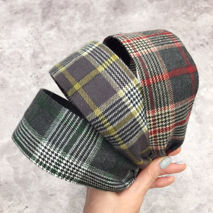 Hair Accessories Woolen Checkered Headband 3color 