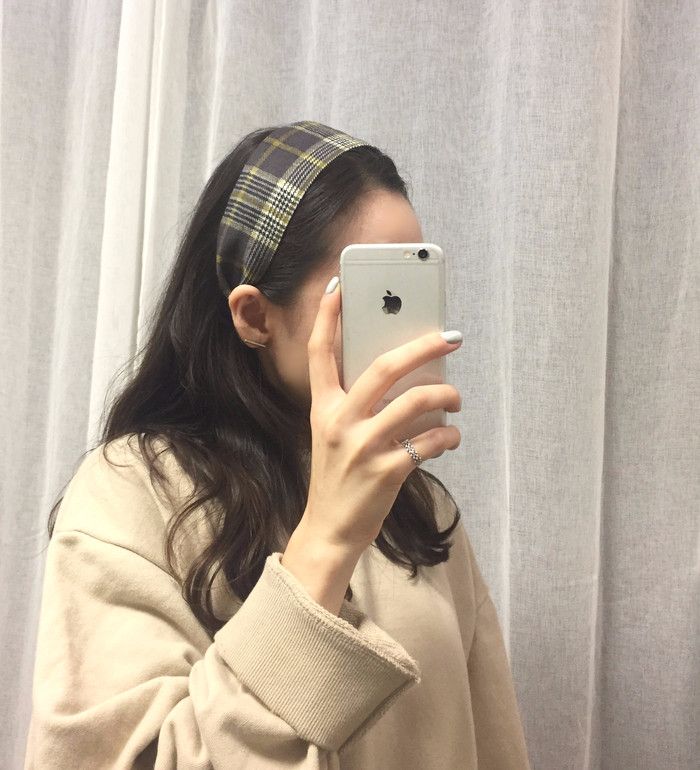 Hair Accessories Woolen Checkered Headband 3color 