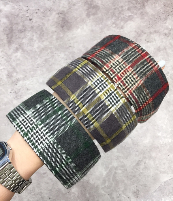 Hair Accessories Woolen Checkered Headband 3color 