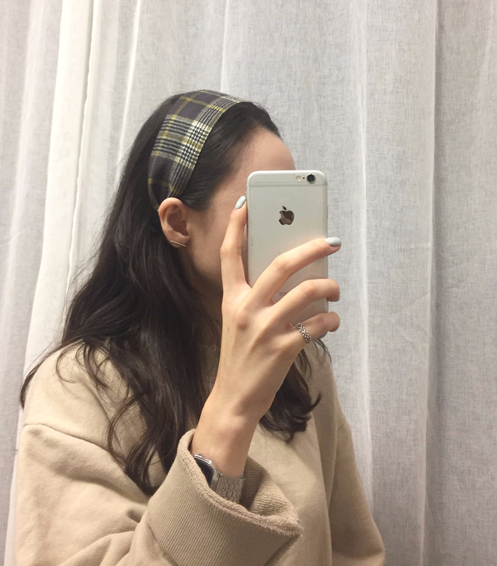 Hair Accessories Woolen Checkered Headband 3color 