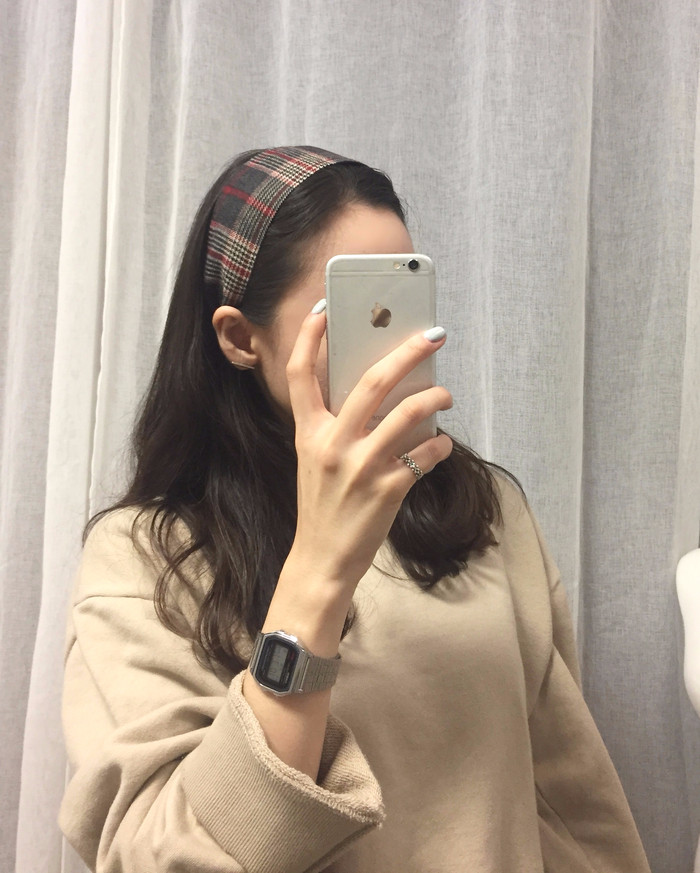 Hair Accessories Woolen Checkered Headband 3color 