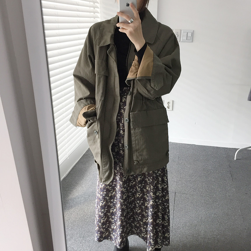 Flower pattern long skirt vintage turn skirt flare