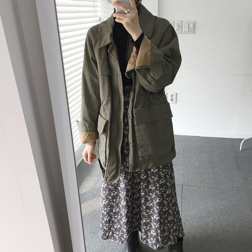 Flower pattern long skirt vintage turn skirt flare