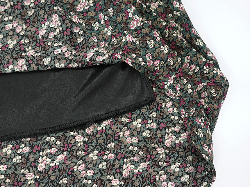 Flower pattern long skirt vintage turn skirt flare