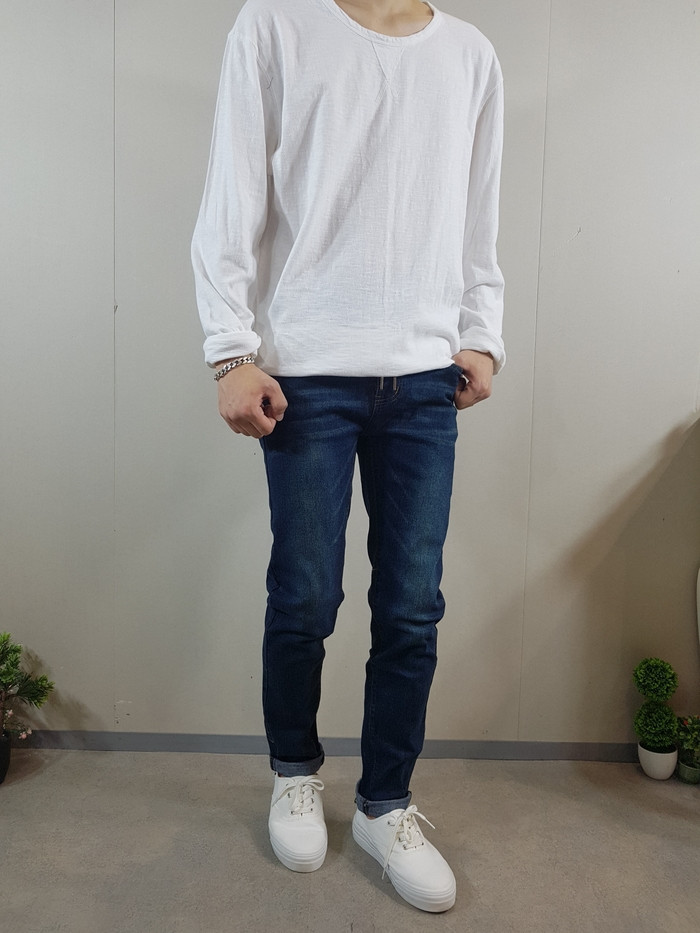 Korea Jeans Pants Men's Big Size Knee Knife Rem