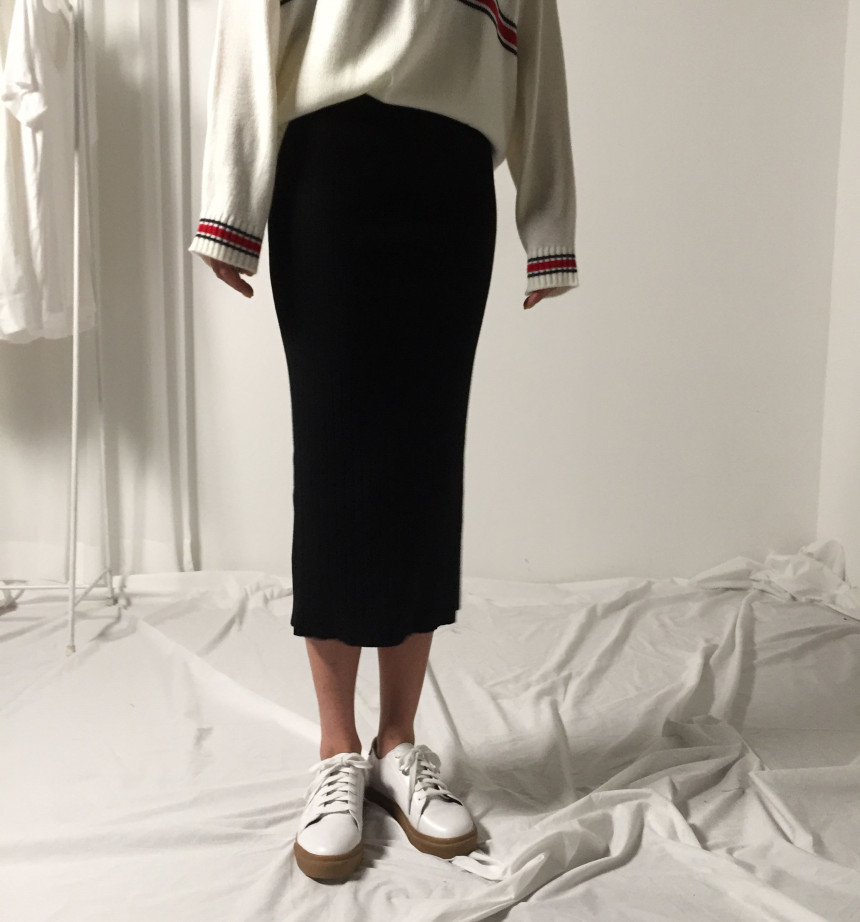 Martini Goliath knit slit Long skirts Casual minim