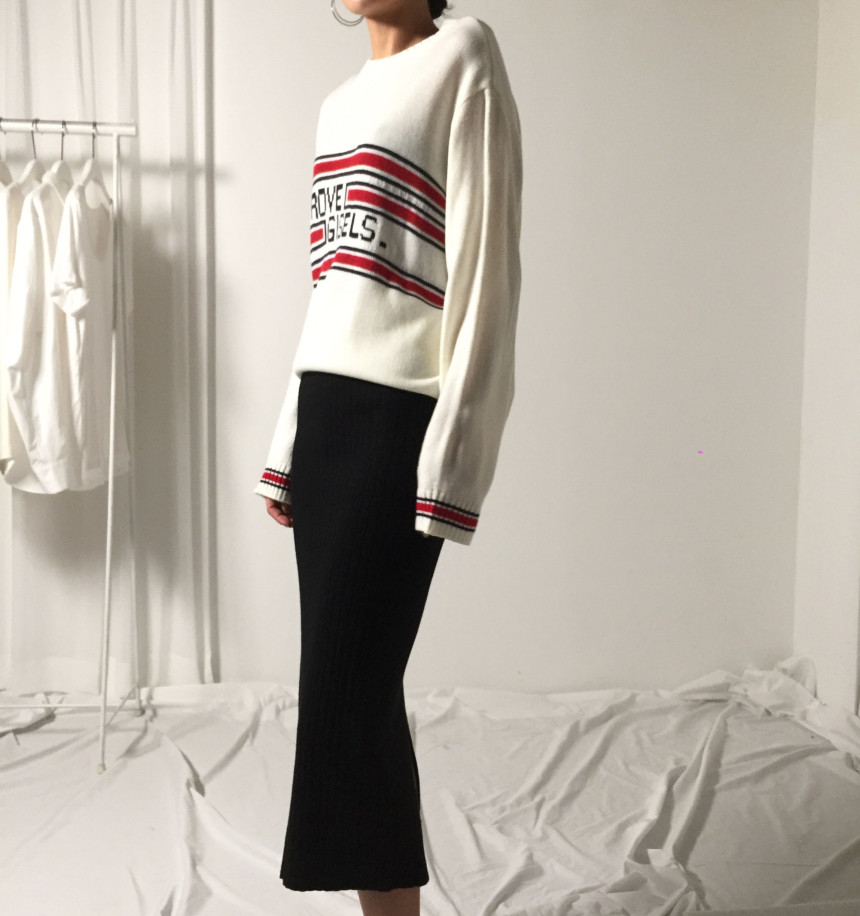 Martini Goliath knit slit Long skirts Casual minim