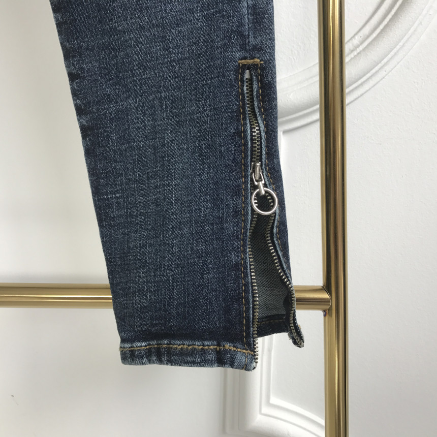 Korea Jeans Pants Half-Zipper Life Skinny Jean Pan