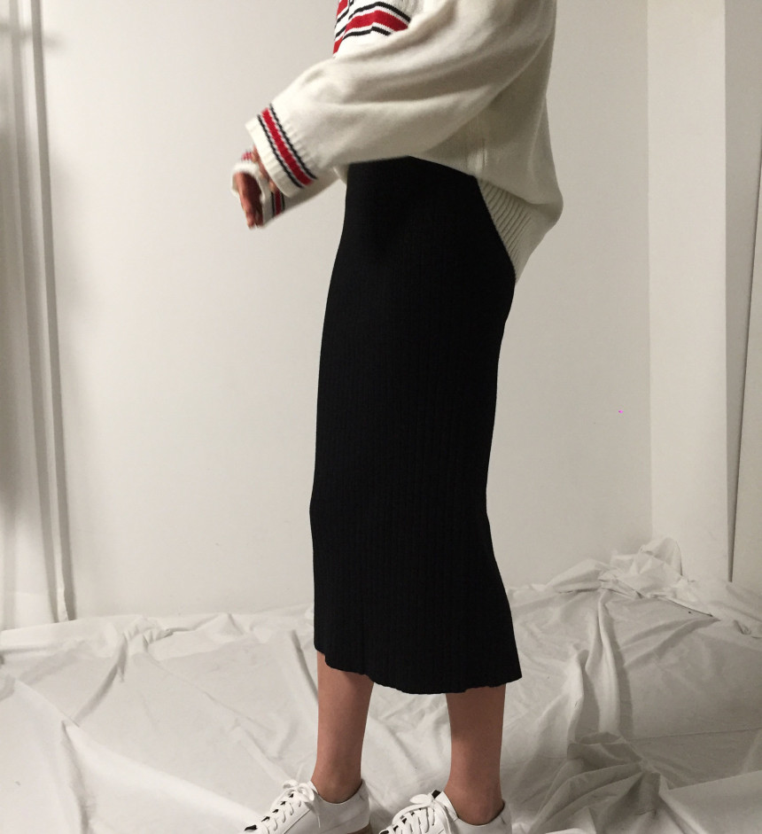 Martini Goliath knit slit Long skirts Casual minim