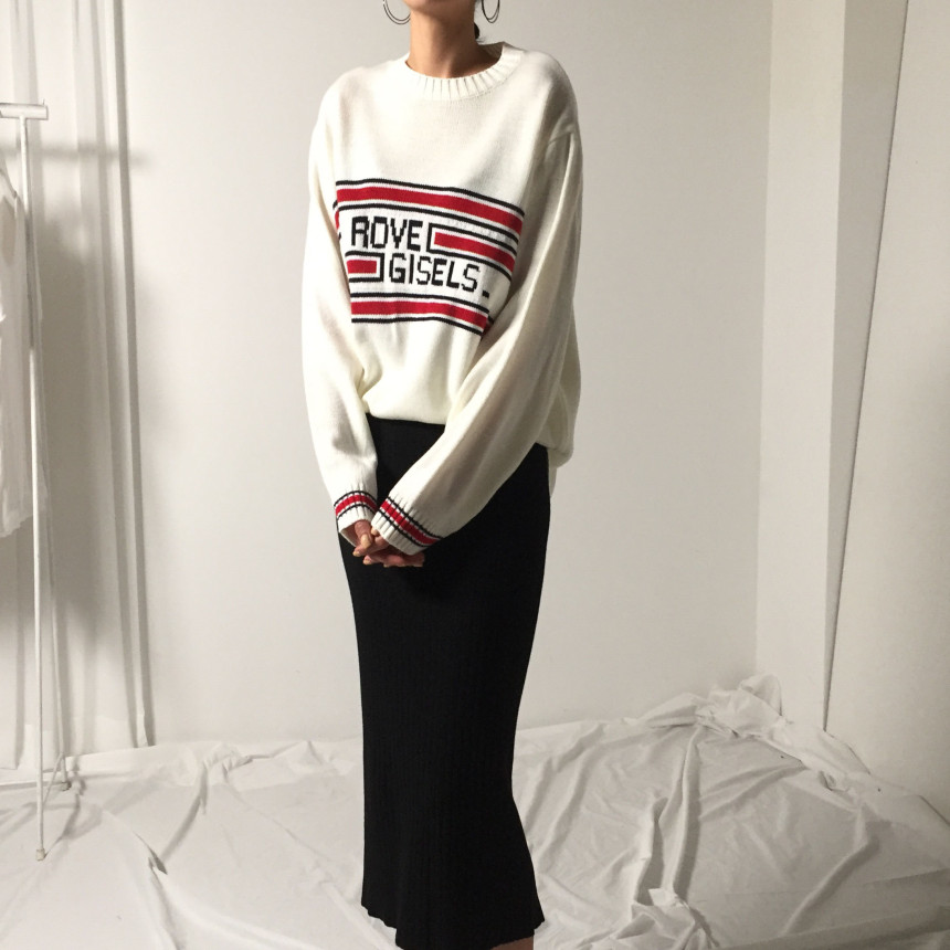 Martini Goliath knit slit Long skirts Casual minim