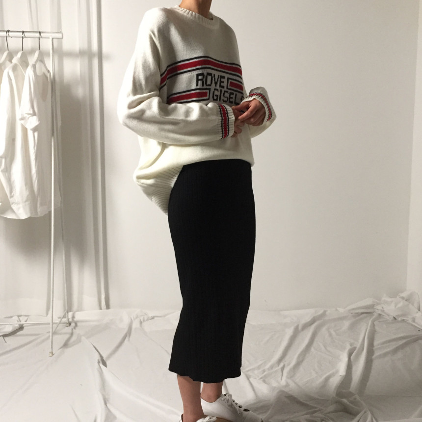 Martini Goliath knit slit Long skirts Casual minim