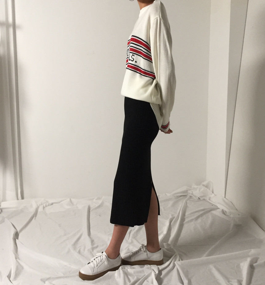 Martini Goliath knit slit Long skirts Casual minim