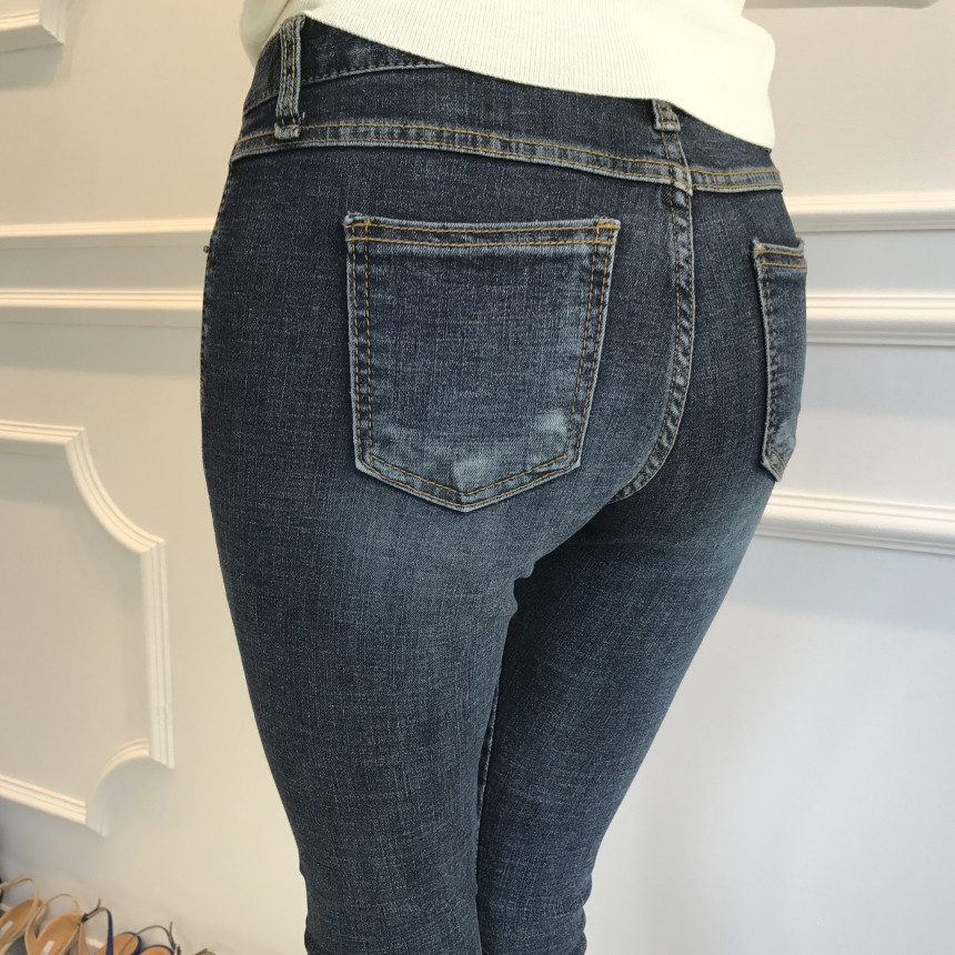 Korea Jeans Pants Half-Zipper Life Skinny Jean Pan