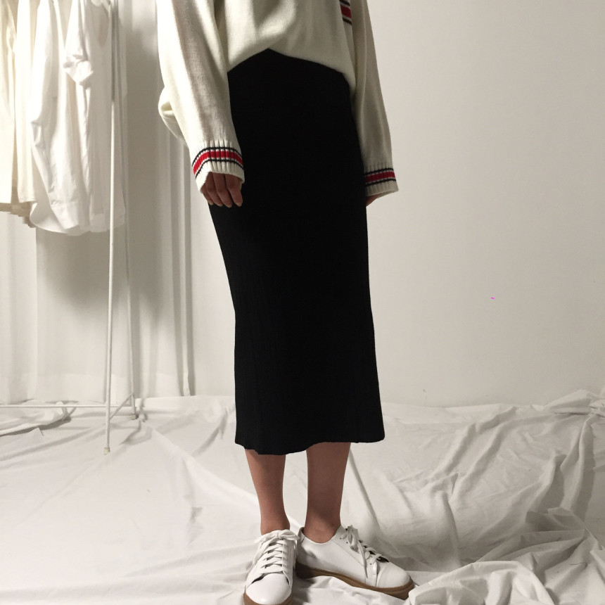 Martini Goliath knit slit Long skirts Casual minim