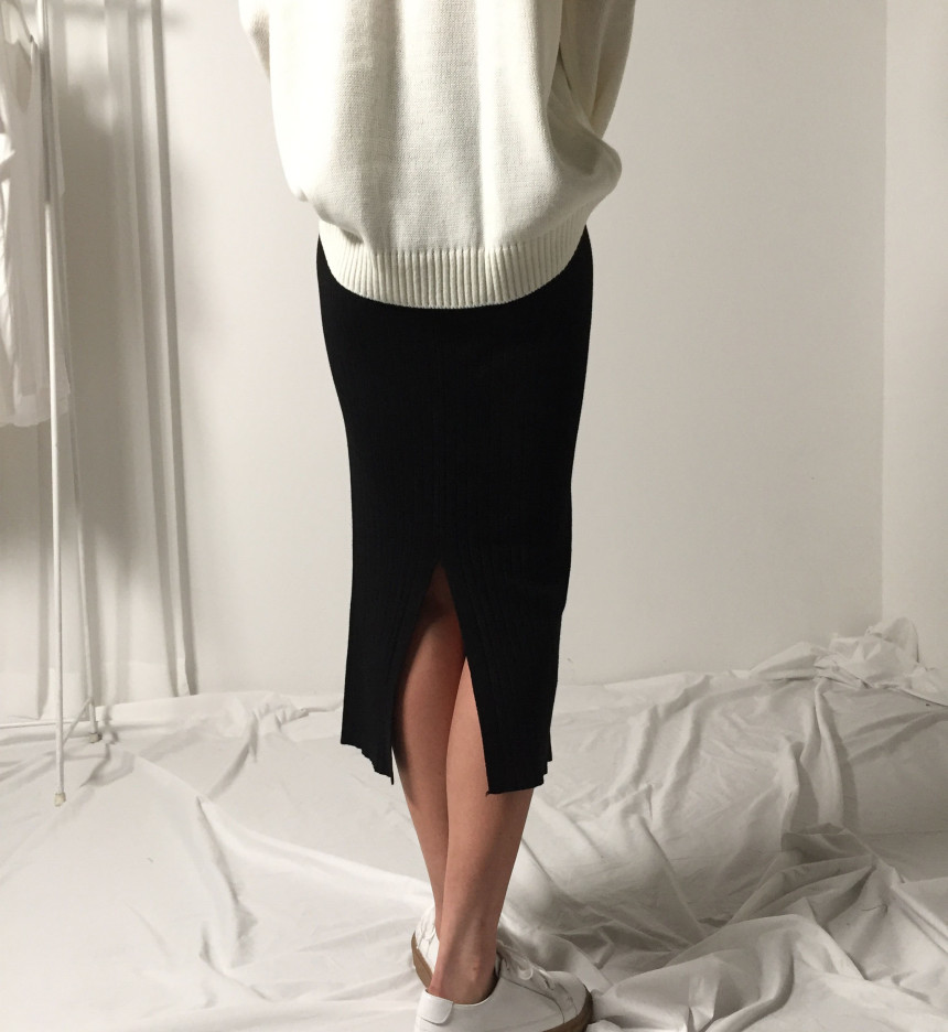 Martini Goliath knit slit Long skirts Casual minim