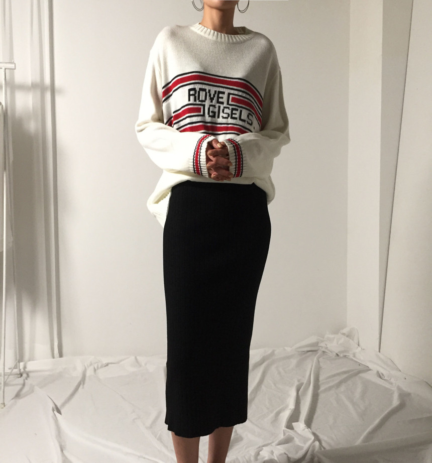 Martini Goliath knit slit Long skirts Casual minim