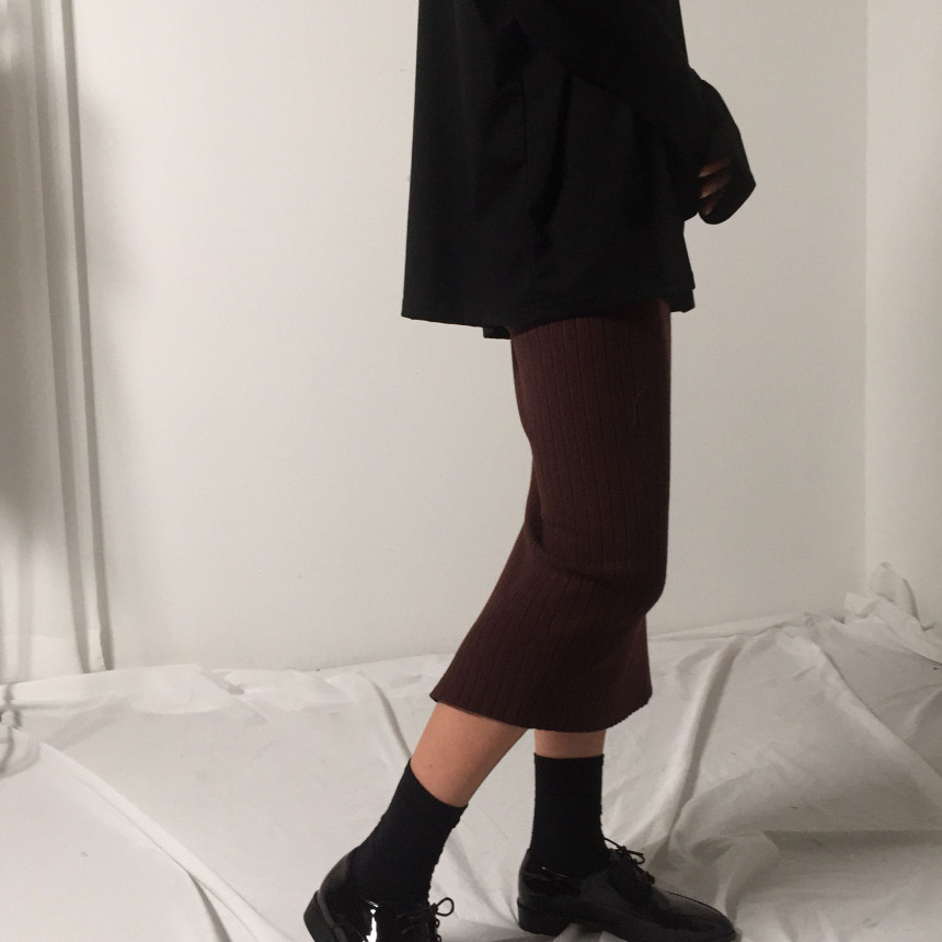 Martini Goliath knit slit Long skirts Casual minim