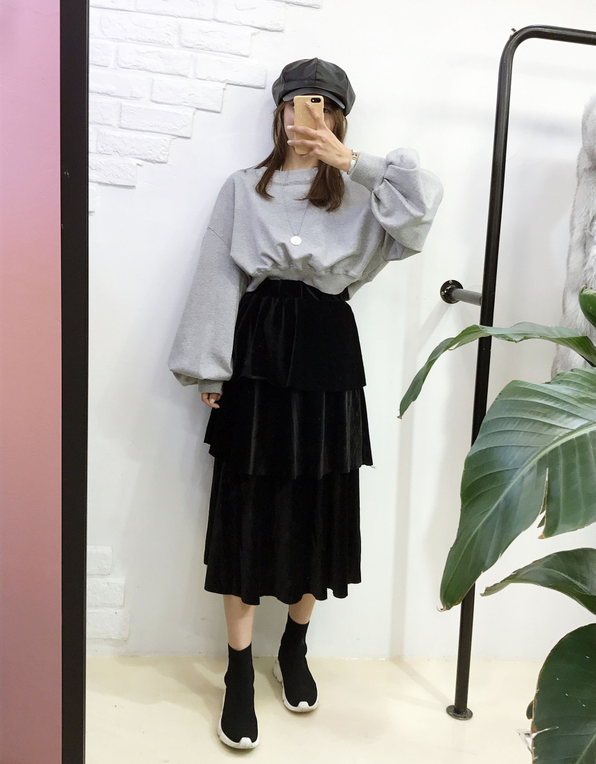 Velvet Cangkou skirt 3col basic Cody Nordic style 
