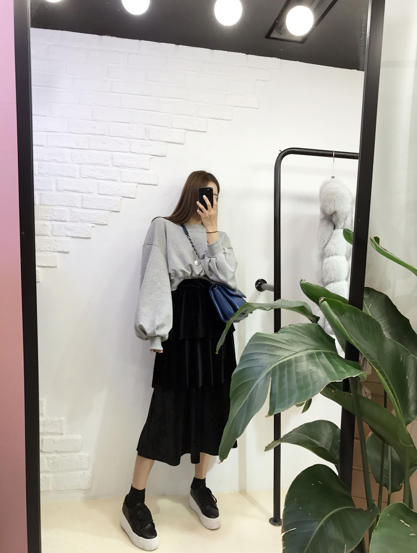 Velvet Cangkou skirt 3col basic Cody Nordic style 
