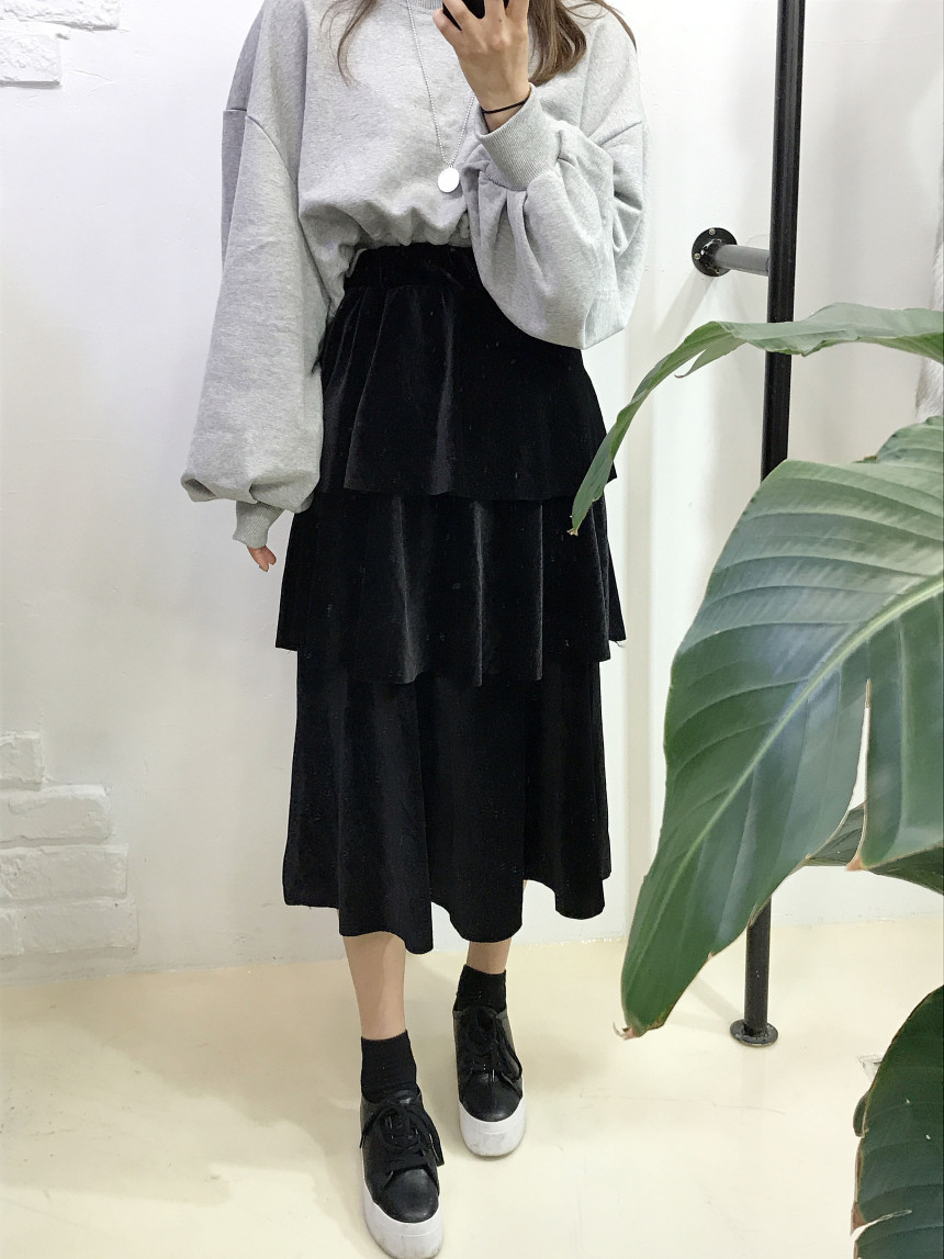 Velvet Cangkou skirt 3col basic Cody Nordic style 