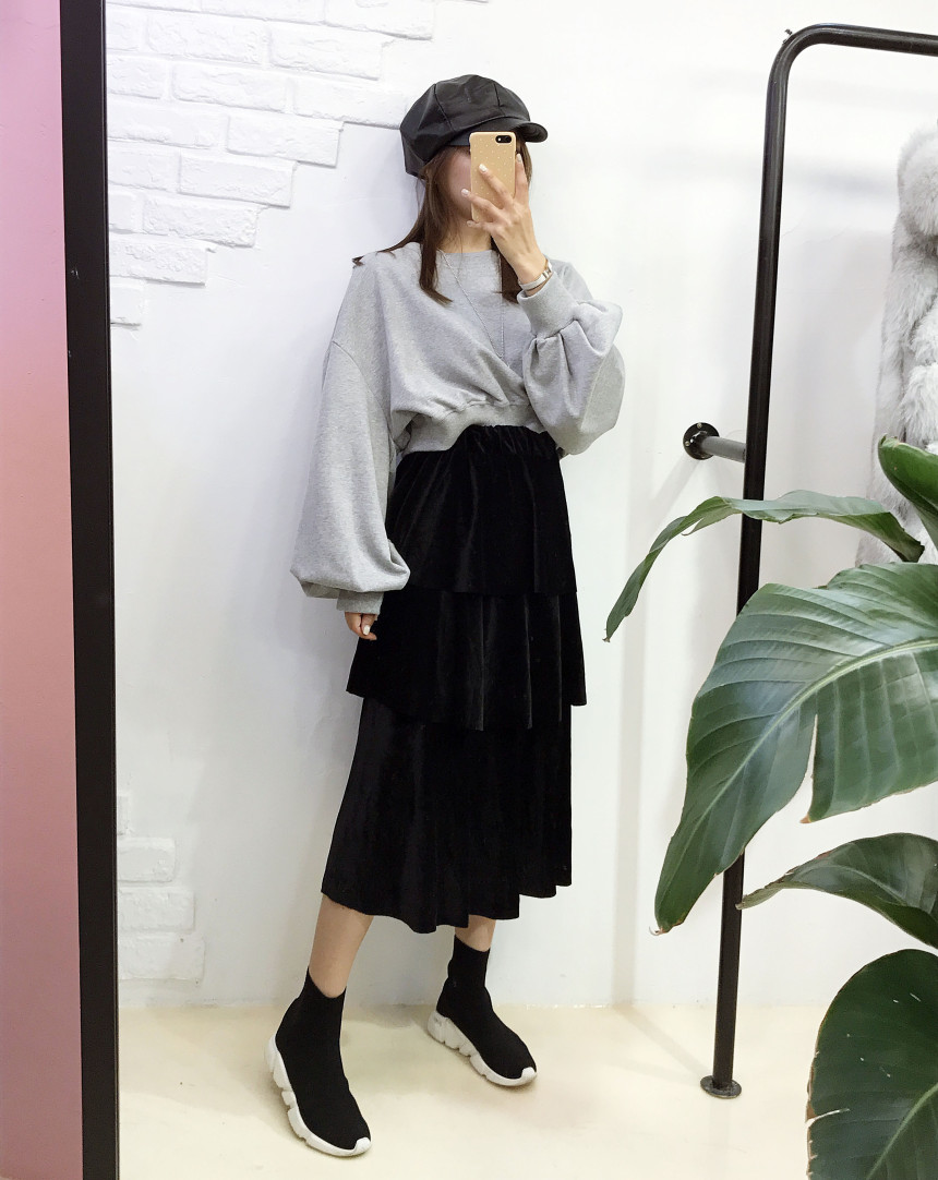 Velvet Cangkou skirt 3col basic Cody Nordic style 