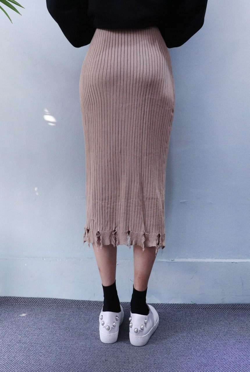 Vintage long knit skirt 2col modern basic design n