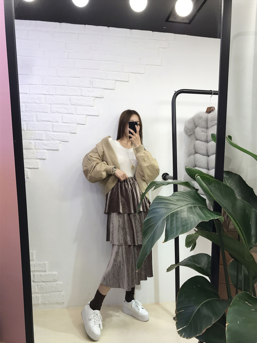 Velvet Cangkou skirt 3col basic Cody Nordic style 