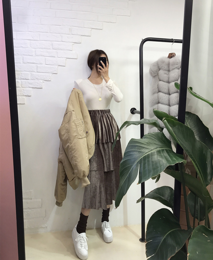 Velvet Cangkou skirt 3col basic Cody Nordic style 