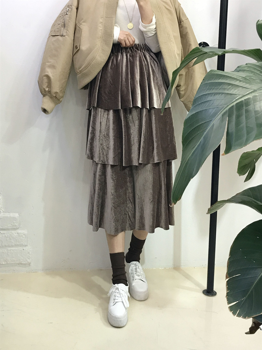 Velvet Cangkou skirt 3col basic Cody Nordic style 