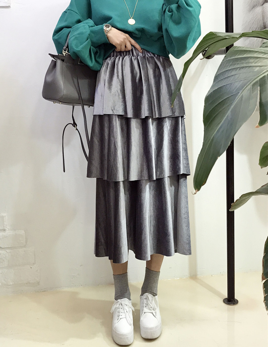 Velvet Cangkou skirt 3col basic Cody Nordic style 