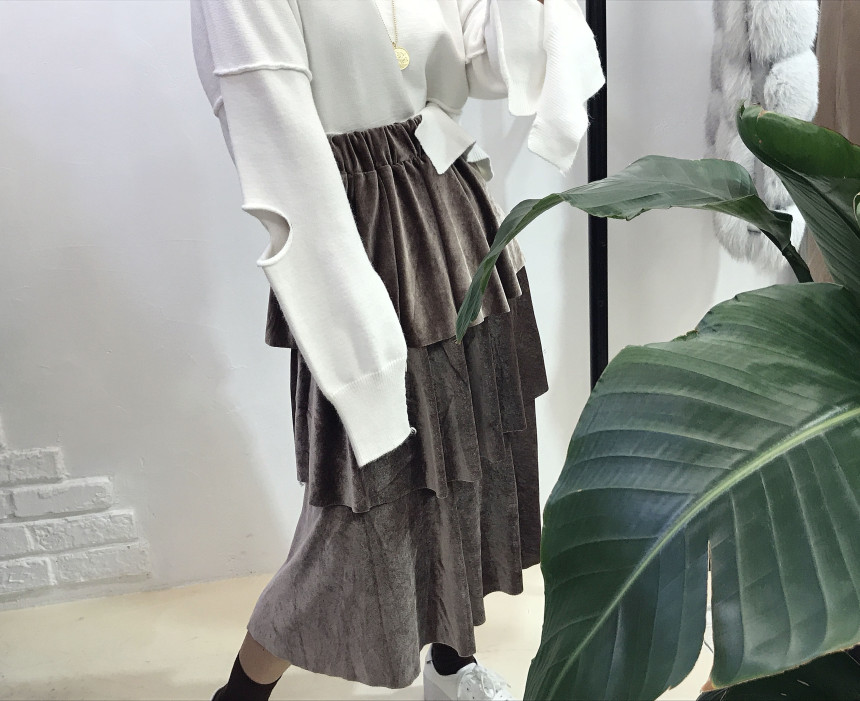 Velvet Cangkou skirt 3col basic Cody Nordic style 