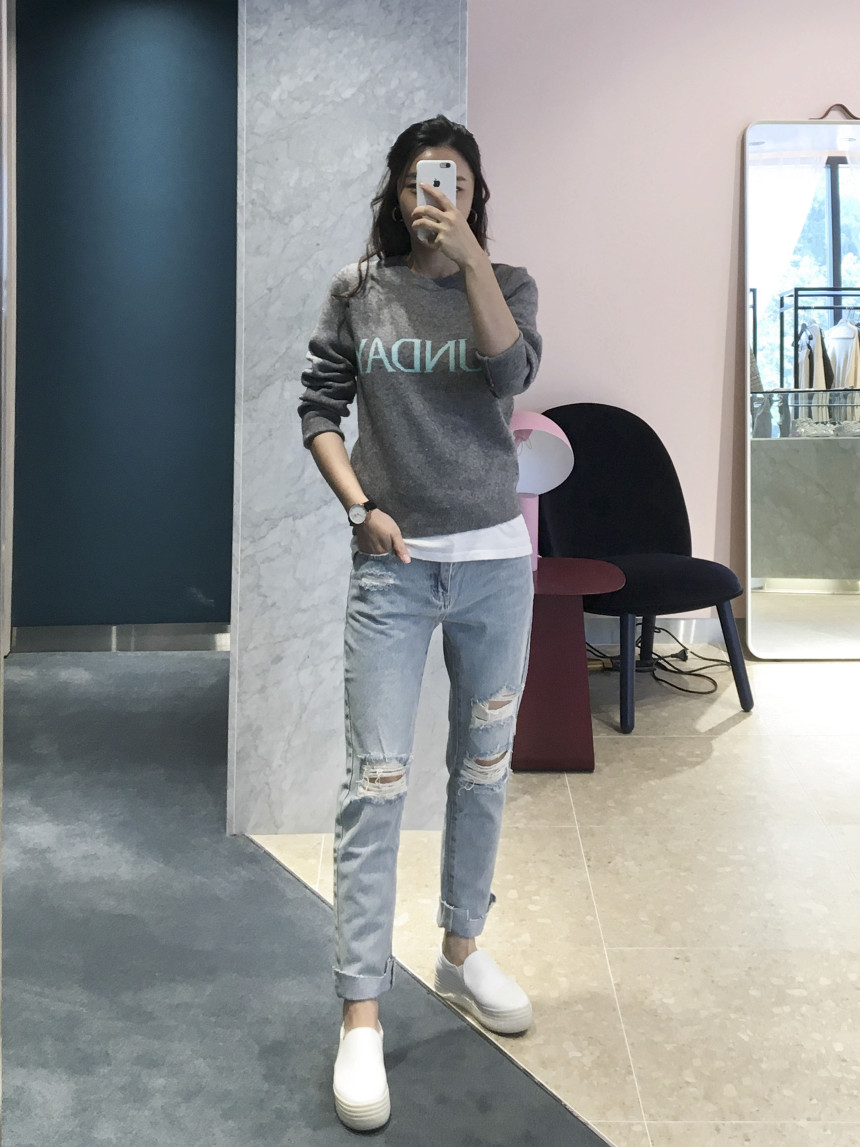 Korea Jeans Pants youu Disloid Exhaust Denim Pants