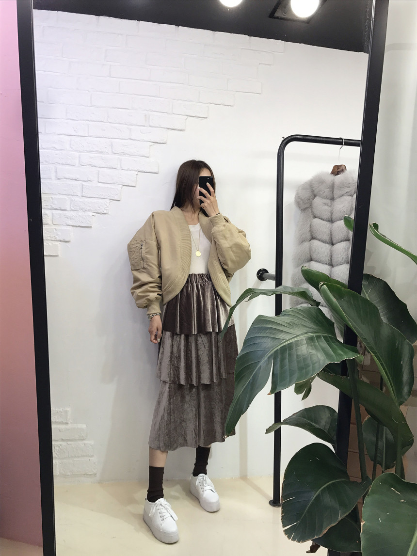 Velvet Cangkou skirt 3col basic Cody Nordic style 