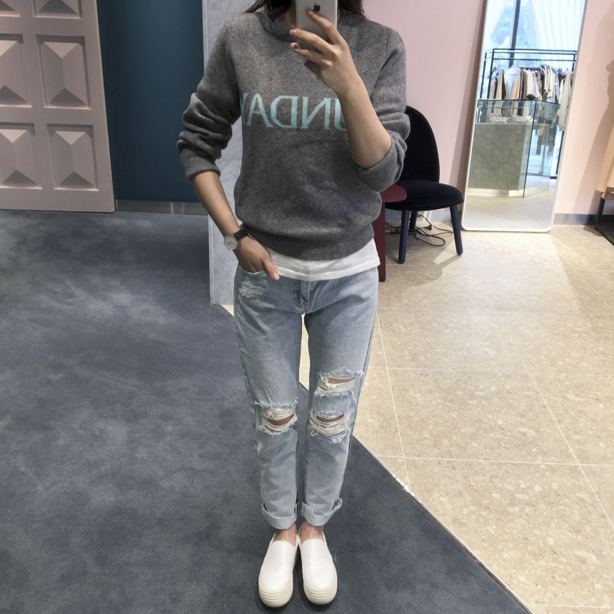 Korea Jeans Pants youu Disloid Exhaust Denim Pants