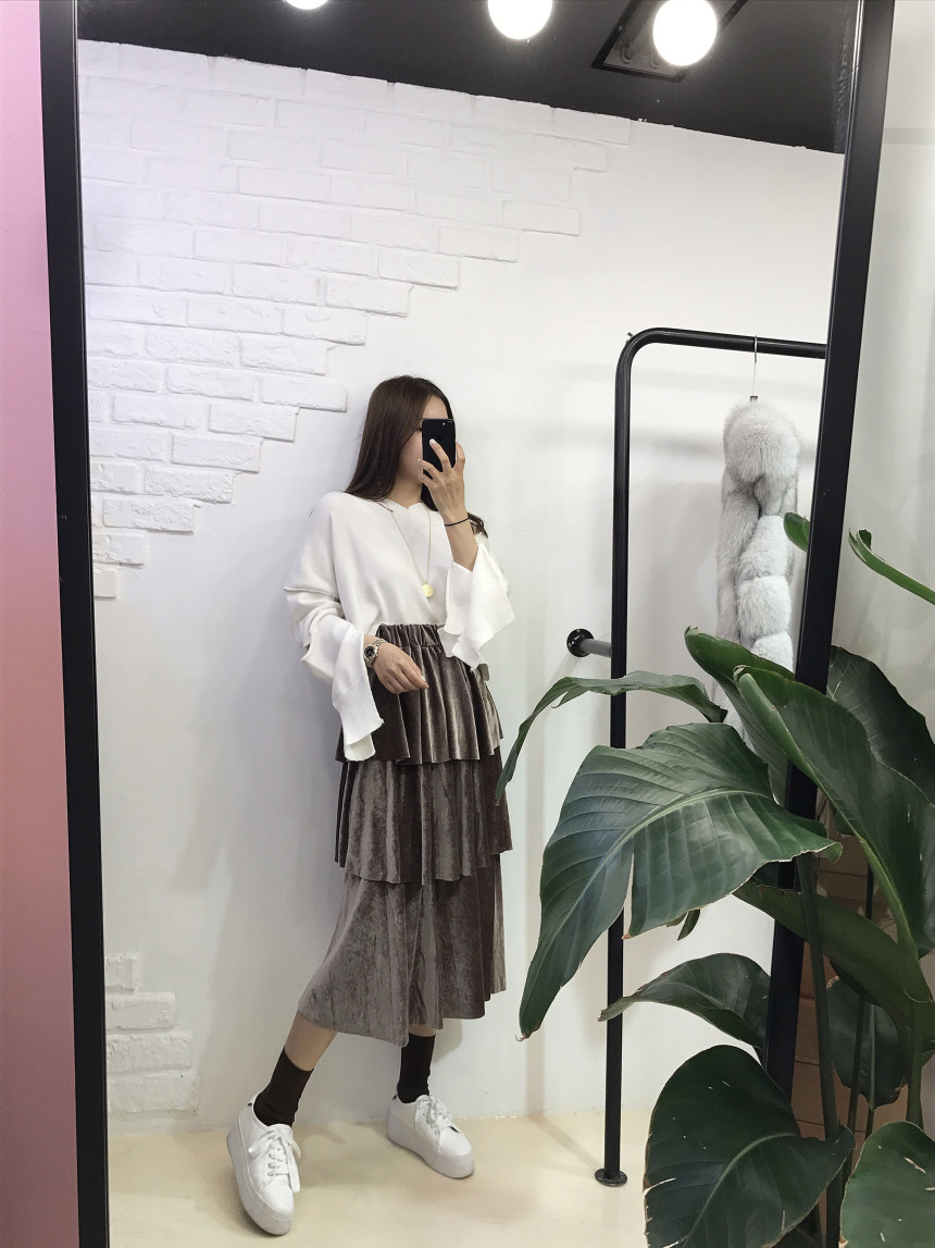 Velvet Cangkou skirt 3col basic Cody Nordic style 