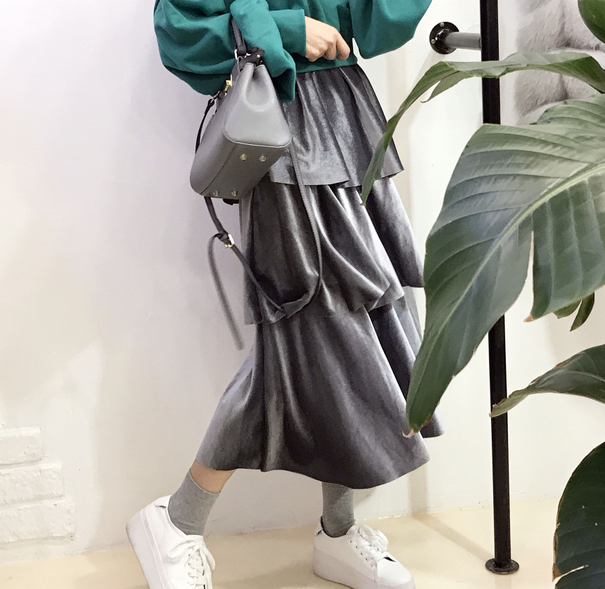 Velvet Cangkou skirt 3col basic Cody Nordic style 
