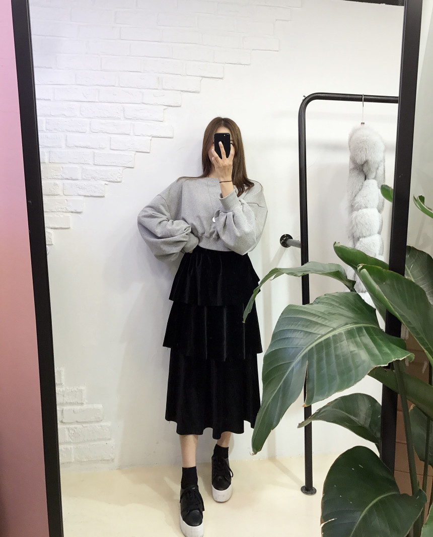 Velvet Cangkou skirt 3col basic Cody Nordic style 