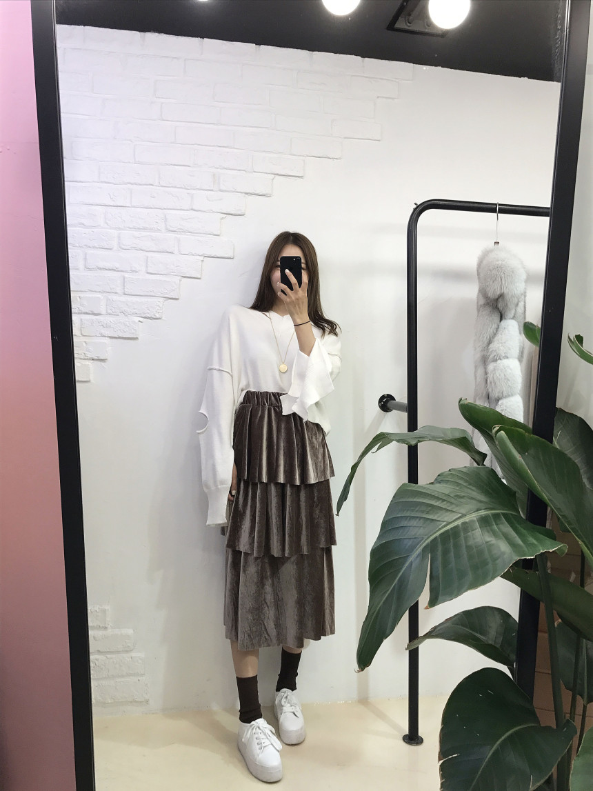 Velvet Cangkou skirt 3col basic Cody Nordic style 
