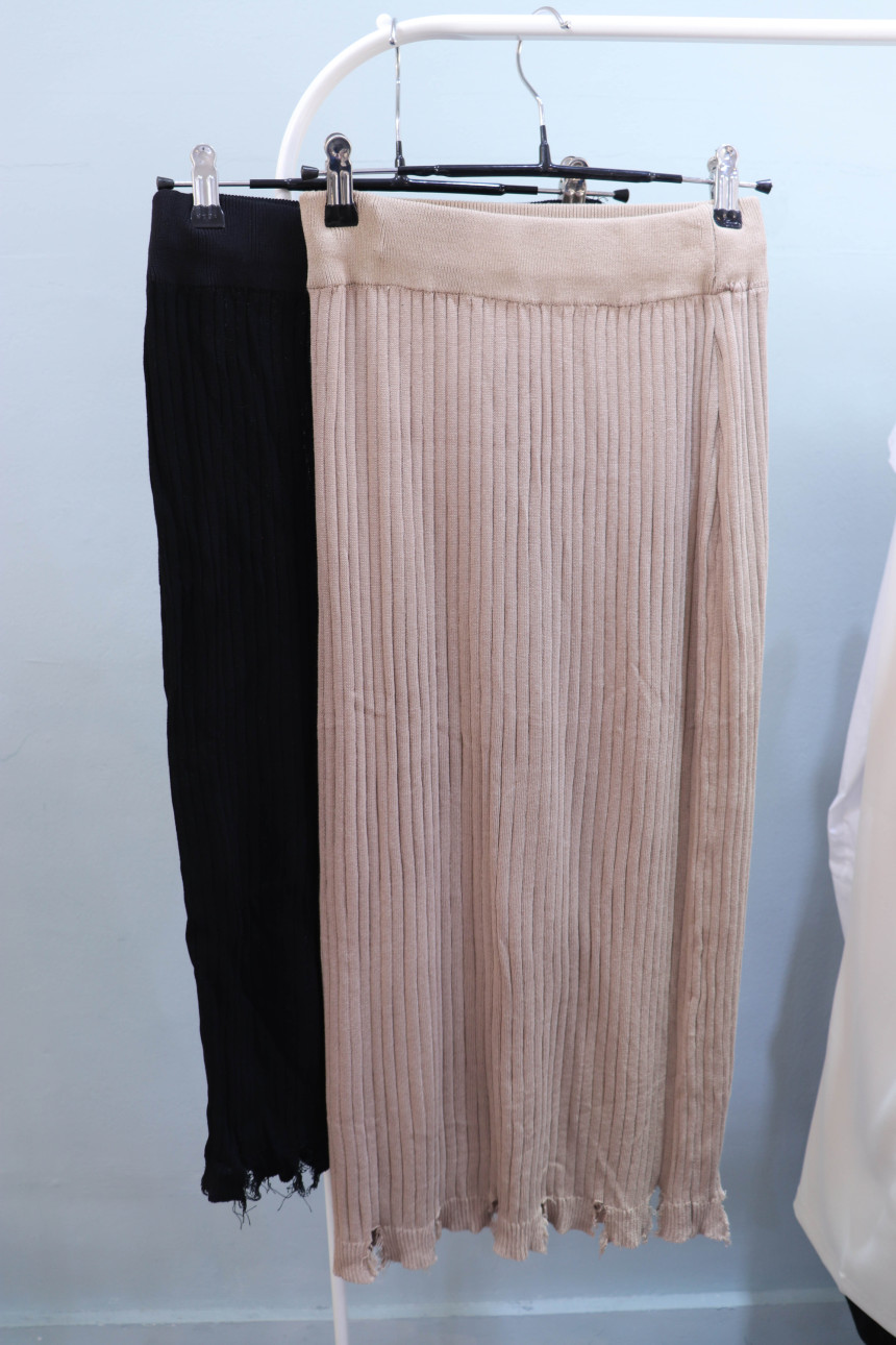 Vintage long knit skirt 2col modern basic design n